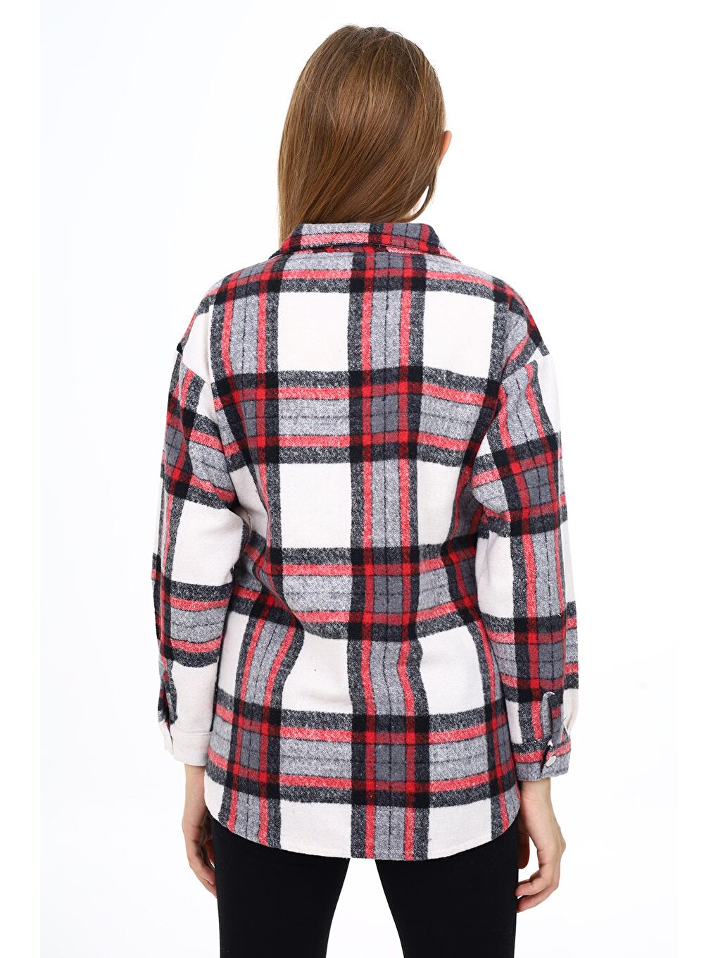 Antrasit Kız Çocuk Ekose Desenli Oduncu Gömlek Lx291-4