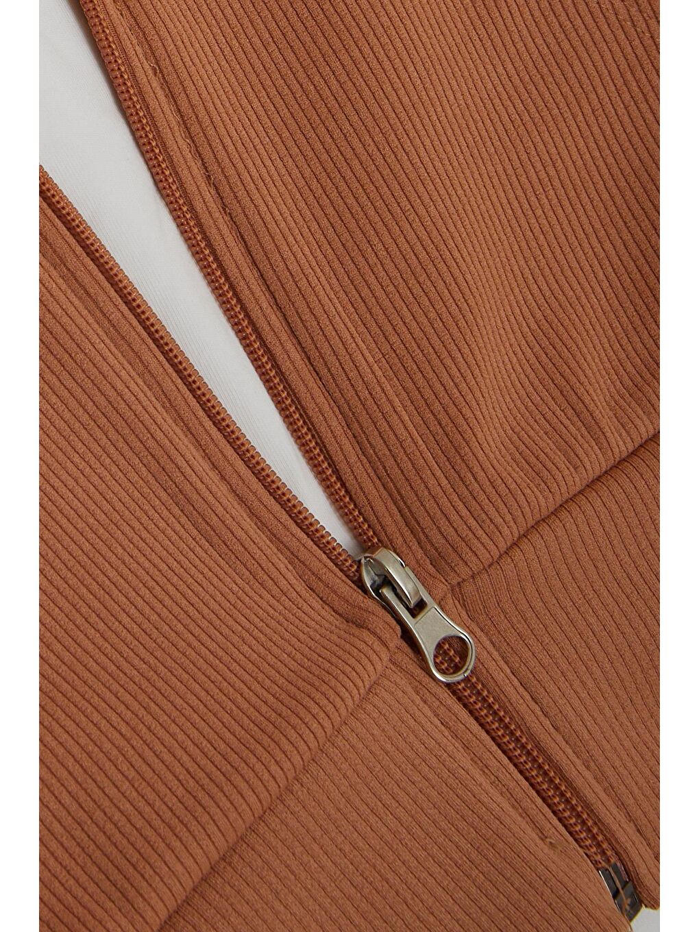 Kız Çocuk 3'lü Taytlı Takım Fitilli Fermuarlı Yazı Baskılı Kahverengi (9-14 Yaş)-8