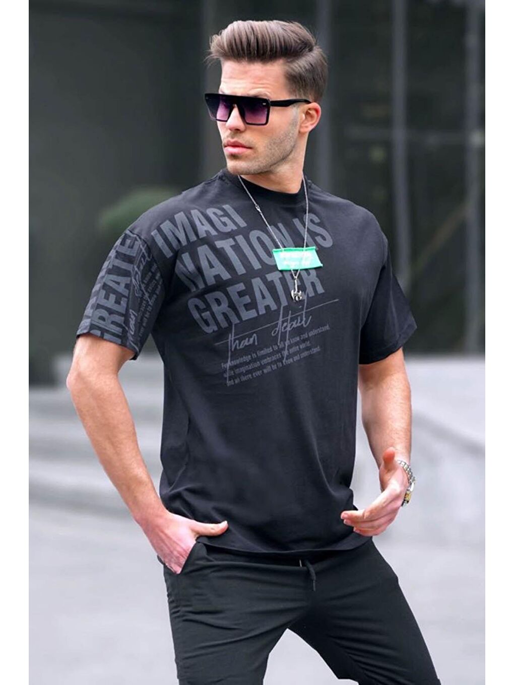 Siyah Baskılı Erkek Tişört 6073