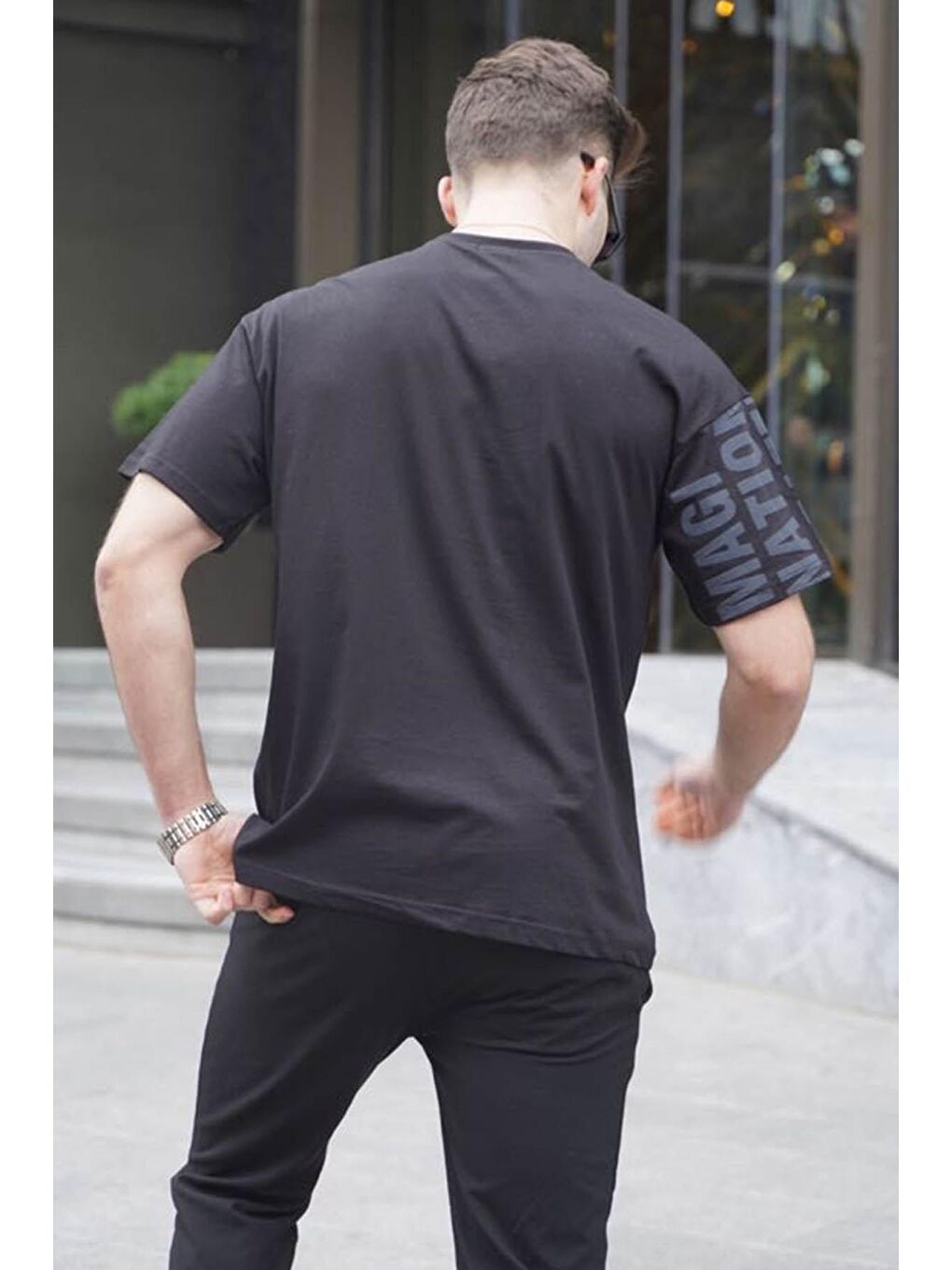Siyah Baskılı Erkek Tişört 6073-1
