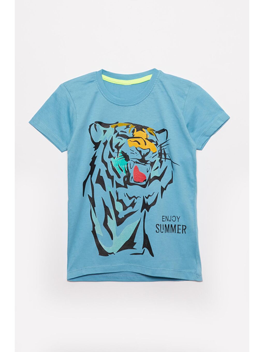 Petrol Kaplan Baskılı Erkek Çocuk Tişört