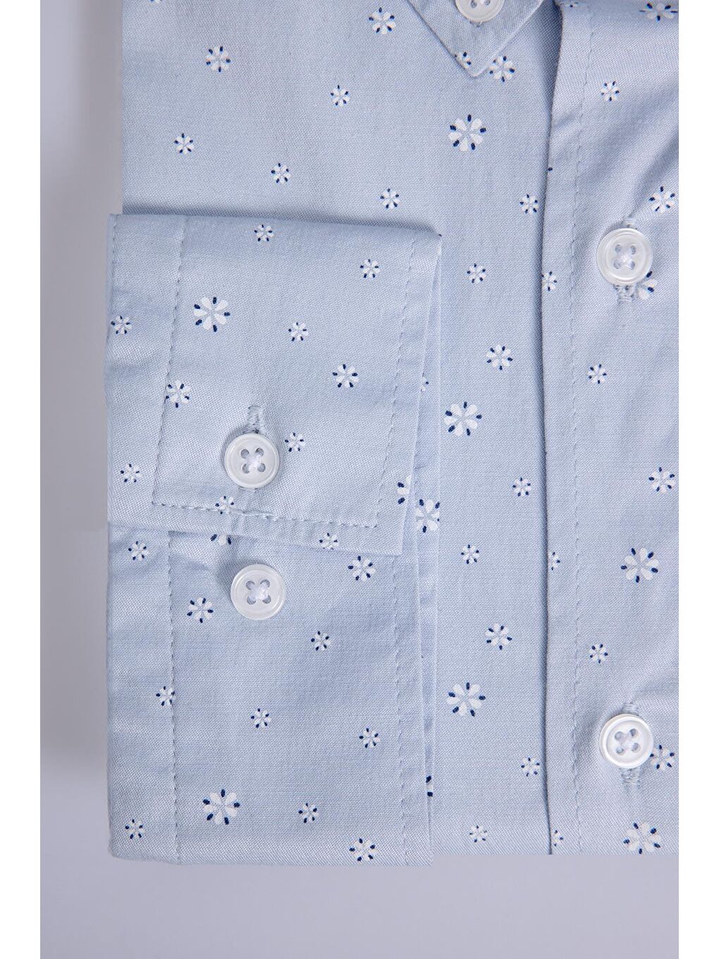 Büyük Beden Baskılı Mavi Erkek Gömlek-2