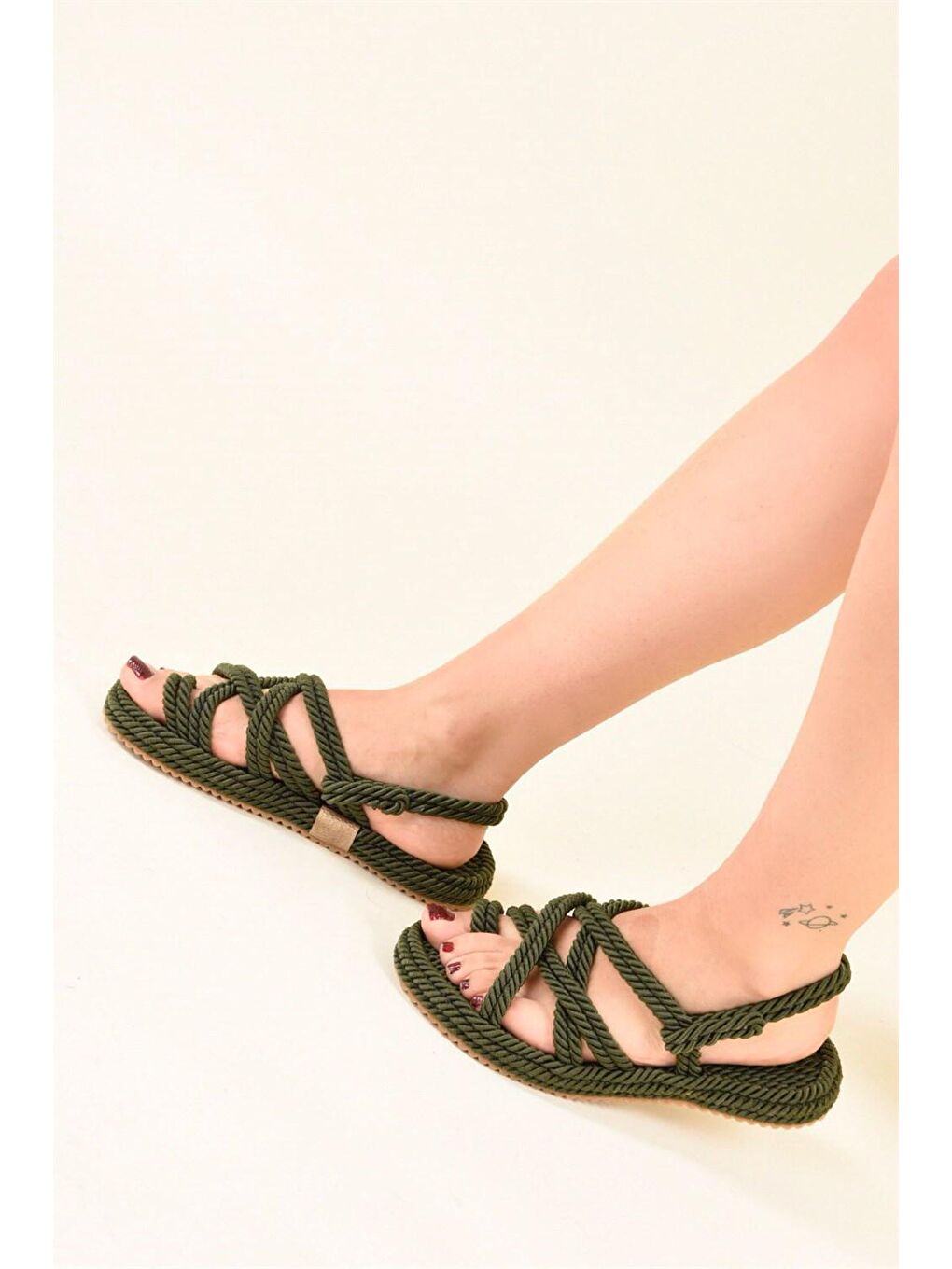 F470135104 Haki Kadın Sandalet-3