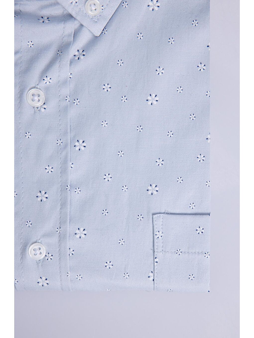 Büyük Beden Baskılı Mavi Erkek Gömlek-3