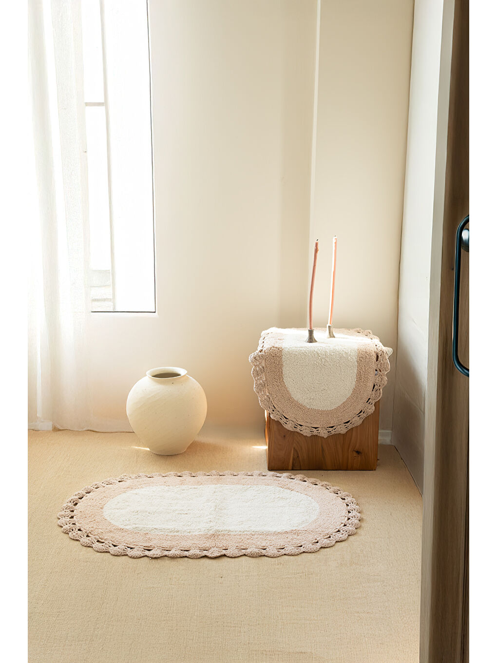 Bianca %100 Pamuk Banyo Paspası Ekru 40x60+60x90-5