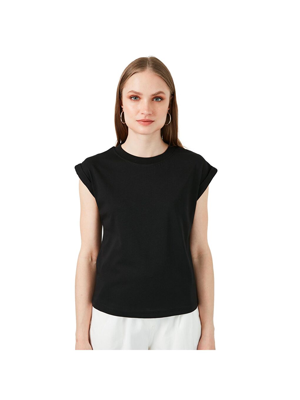 Lela Siyah Bisiklet Yaka % 100 Pamuk Basic T Shirt 5864121 - 6