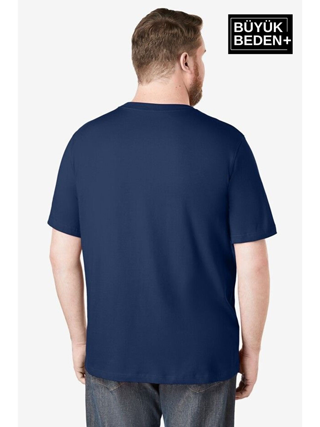 Lacivert Erkek Büyük Beden Milano İtalia Baskılı Bisiklet Yaka Tişört SPR25BTS907-1