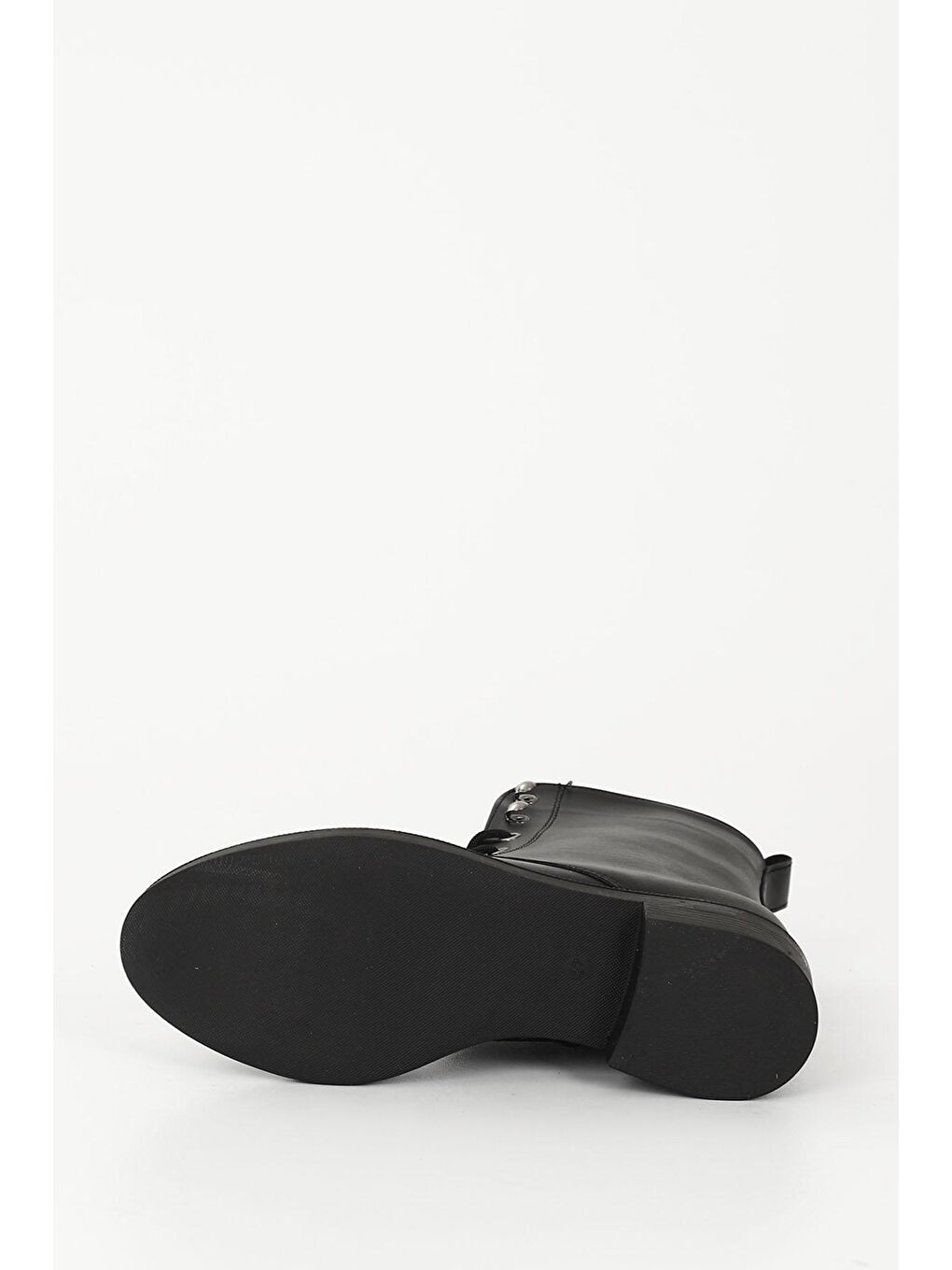 Siyah SİYAH  Yuvarlak Burun Topuklu Fermuarlı Bağcıklı Kadın Günlük Bot 35768-6