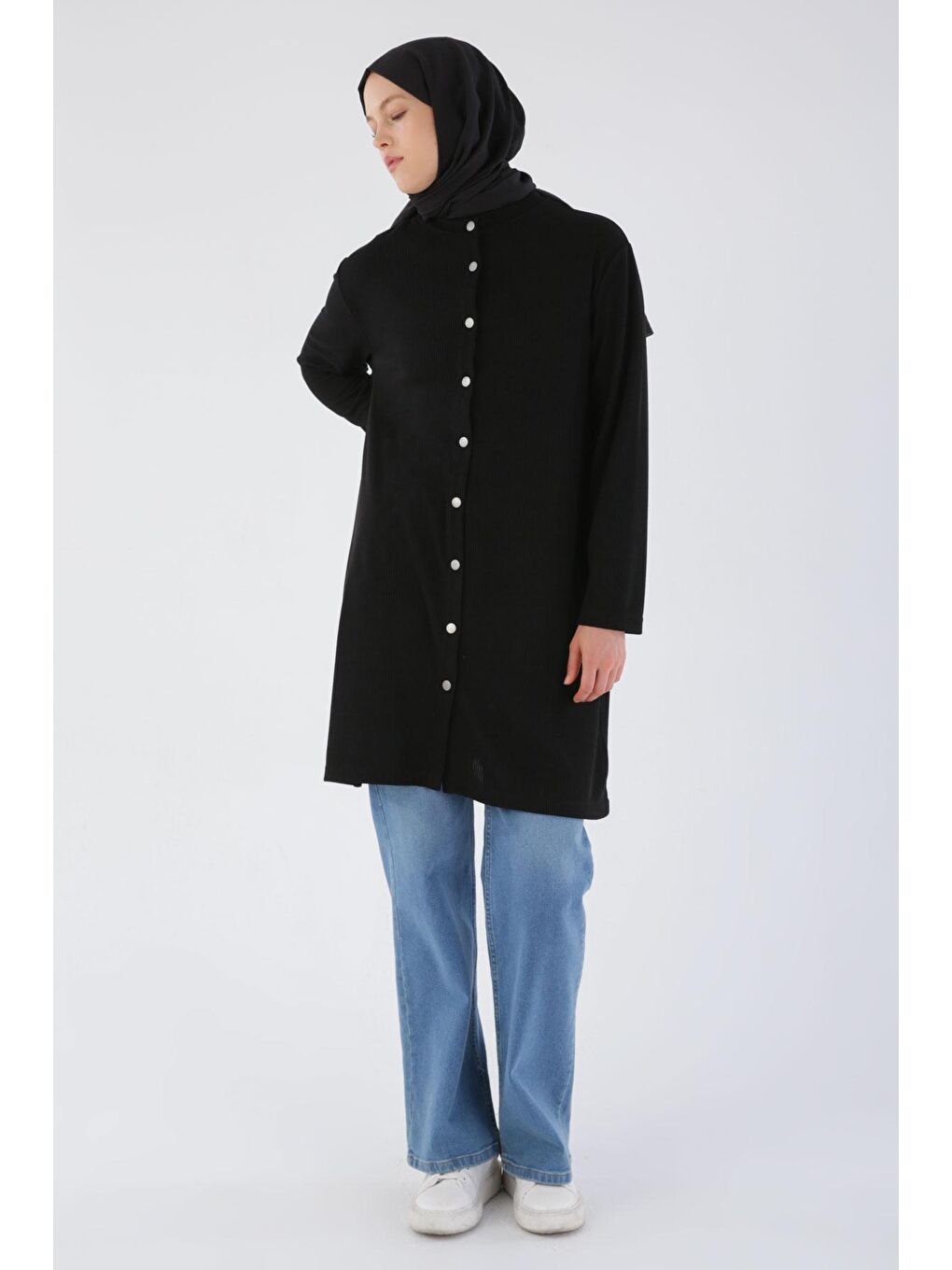 Siyah Çift Taraflı Kullanılabilir Tunik