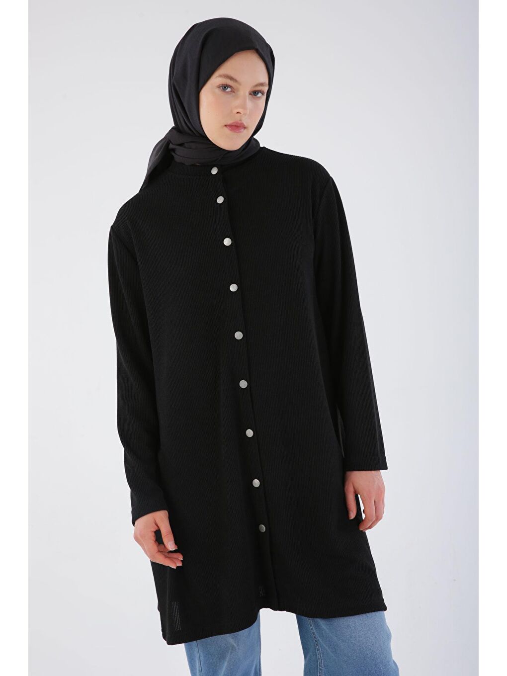 Siyah Çift Taraflı Kullanılabilir Tunik-4