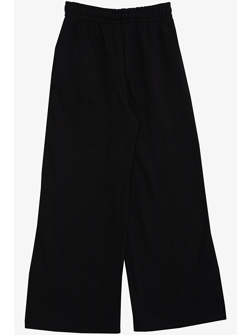 Kız Çocuk Alt Geniş Paça Yırtmaçlı Bağcık Aksesuarlı Cepli Siyah (8-9 Yaş)-4