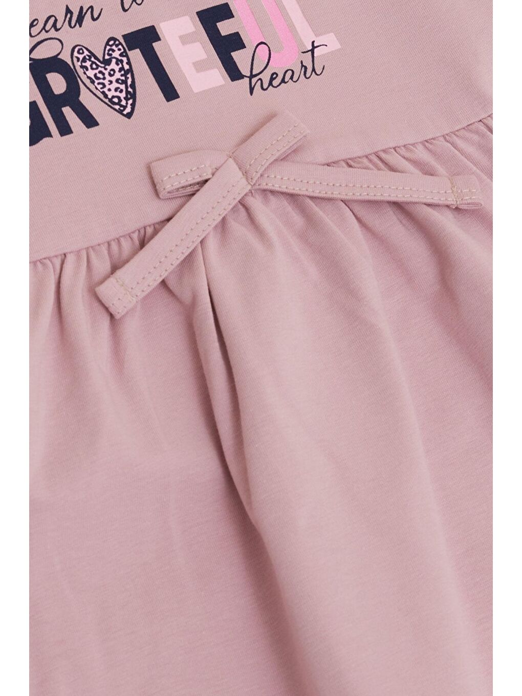 Pembe Kız Çocuk Elbise Yazı Baskılı Gülkurusu (3-7 Yaş)-8