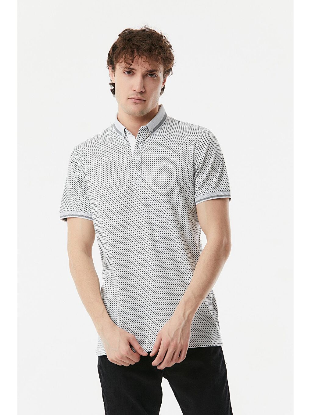 Ekru Polo Yaka Slim Fit Tişört