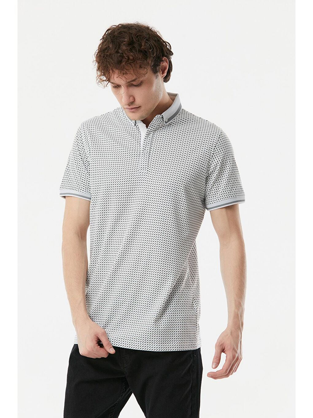 Ekru Polo Yaka Slim Fit Tişört-2