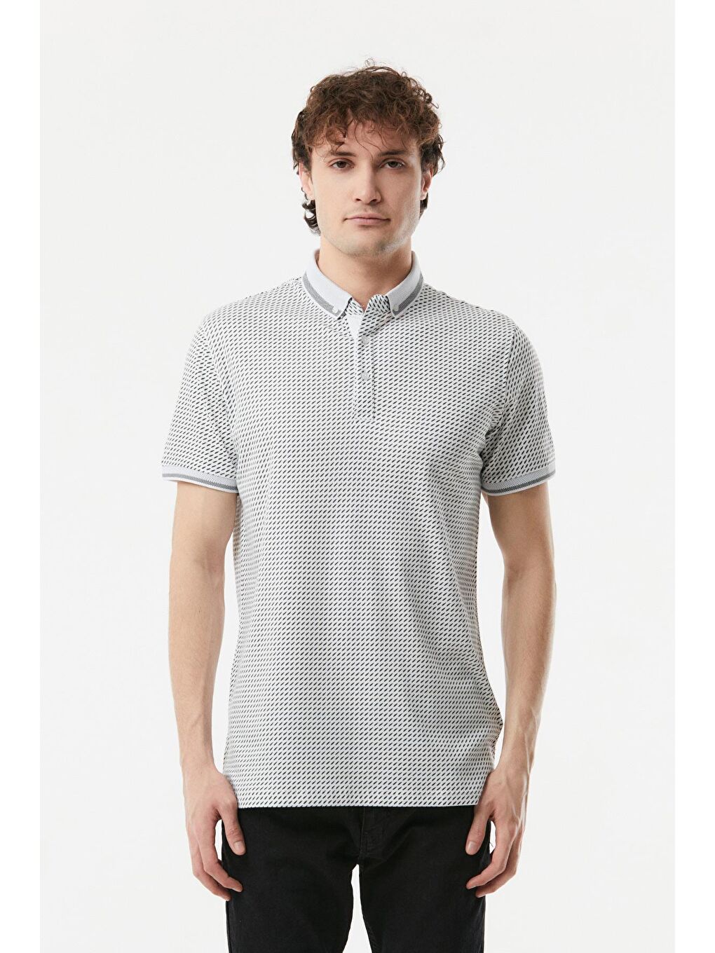 Ekru Polo Yaka Slim Fit Tişört-4