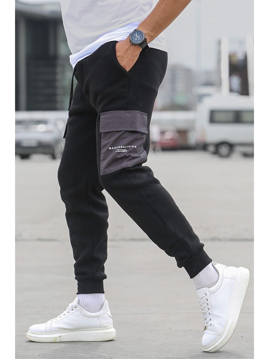 Siyah Cep Detaylı Eşofman Altı 5475-2