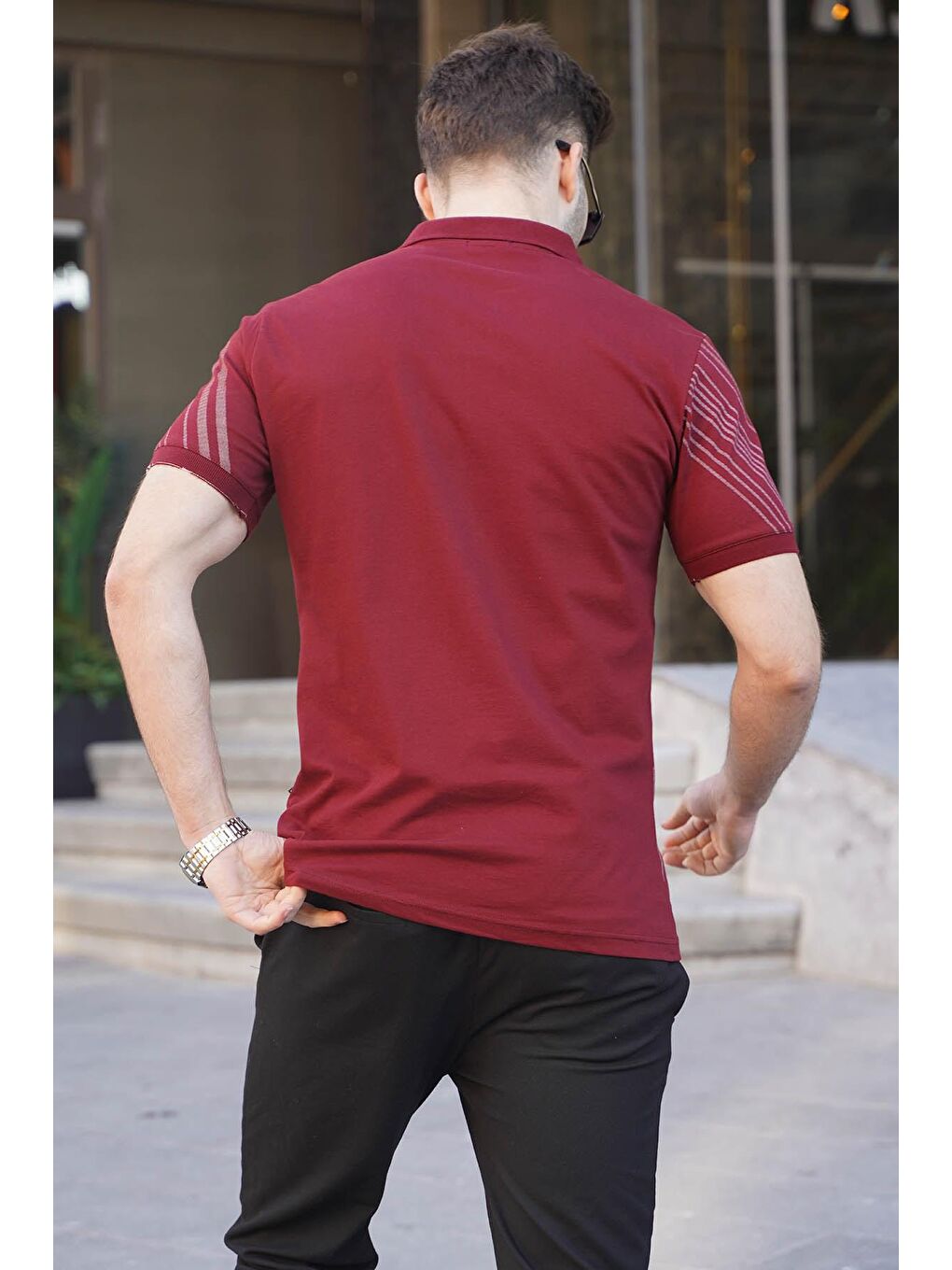 Bordo Desenli Polo Yaka Erkek Tişört 6079-1
