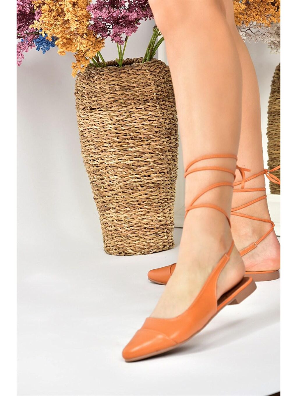 Turuncu Bilek Bağlamalı Kadın Babet M726890209-3