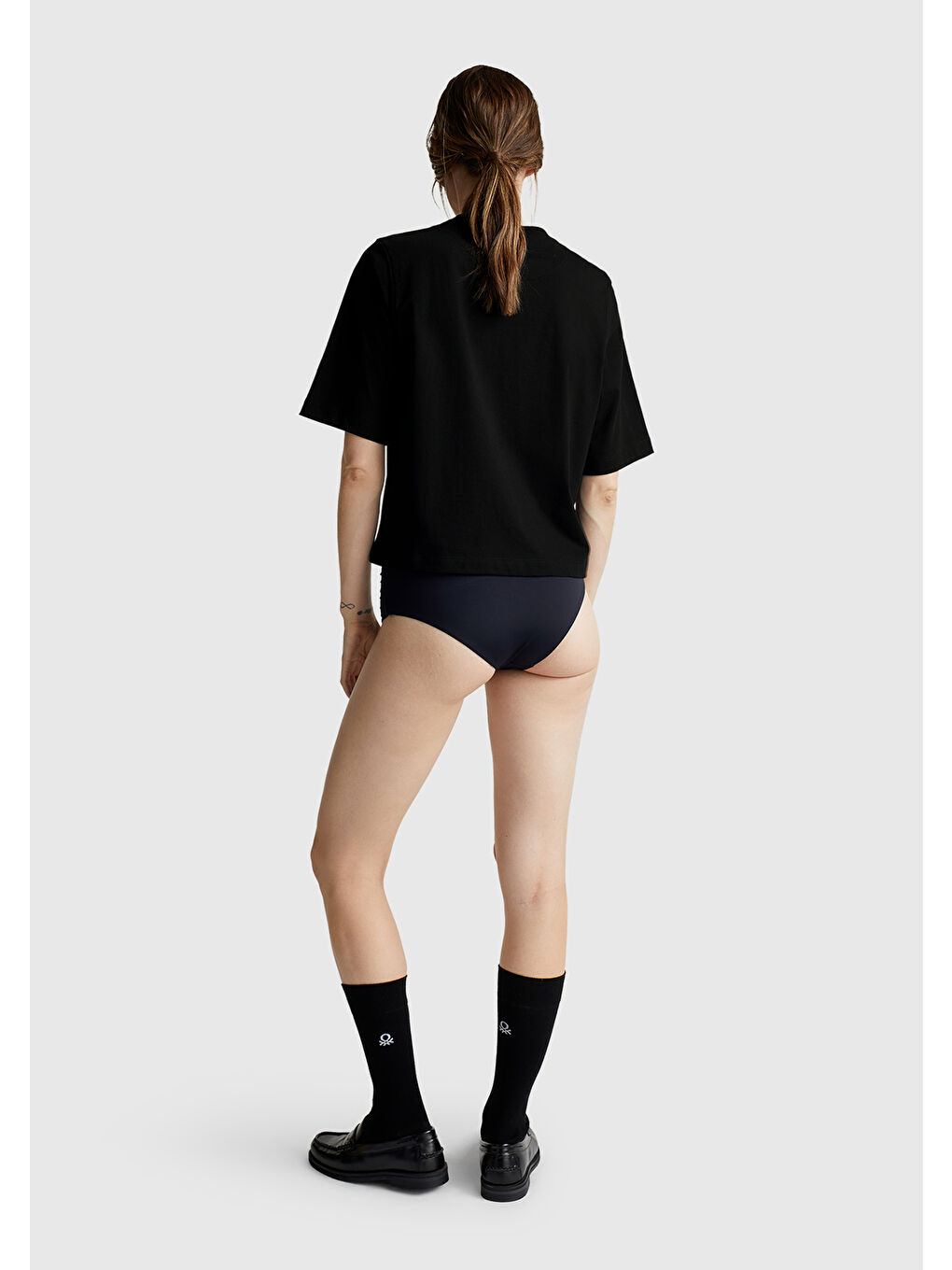 Kadın Siyah 100 Pamuk Boxy Fit T Shirt-2