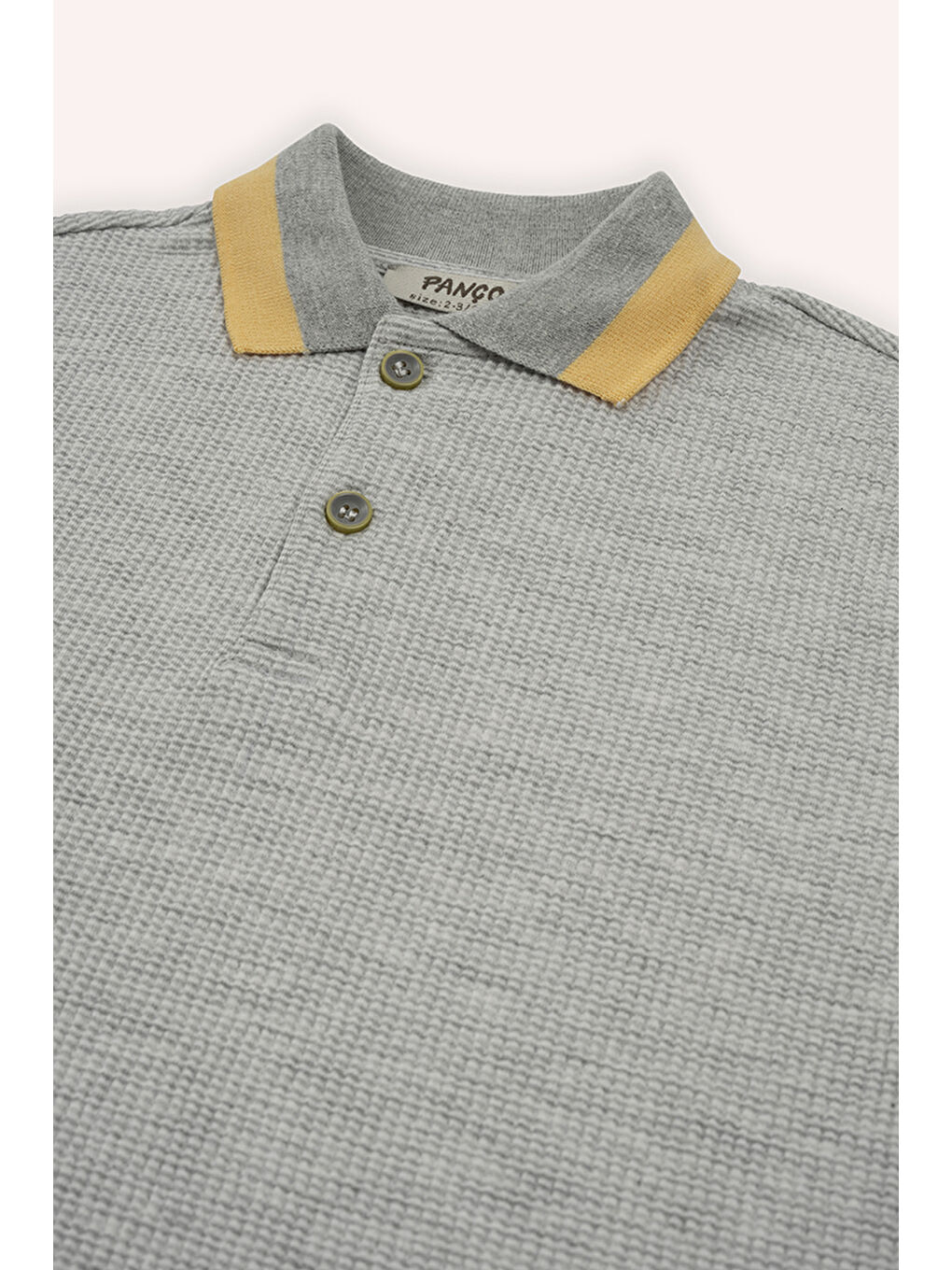 Erkek Çocuk Yakalı Kısa Kollu T-Shirt Gri-Melanj-2