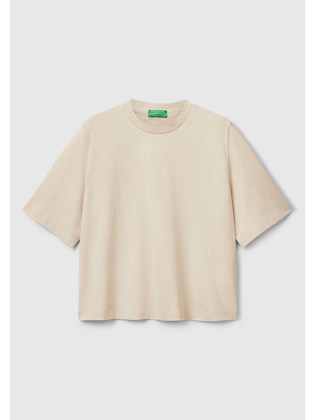 Kadın Bej 100 Pamuk Boxy Fit T Shirt-1