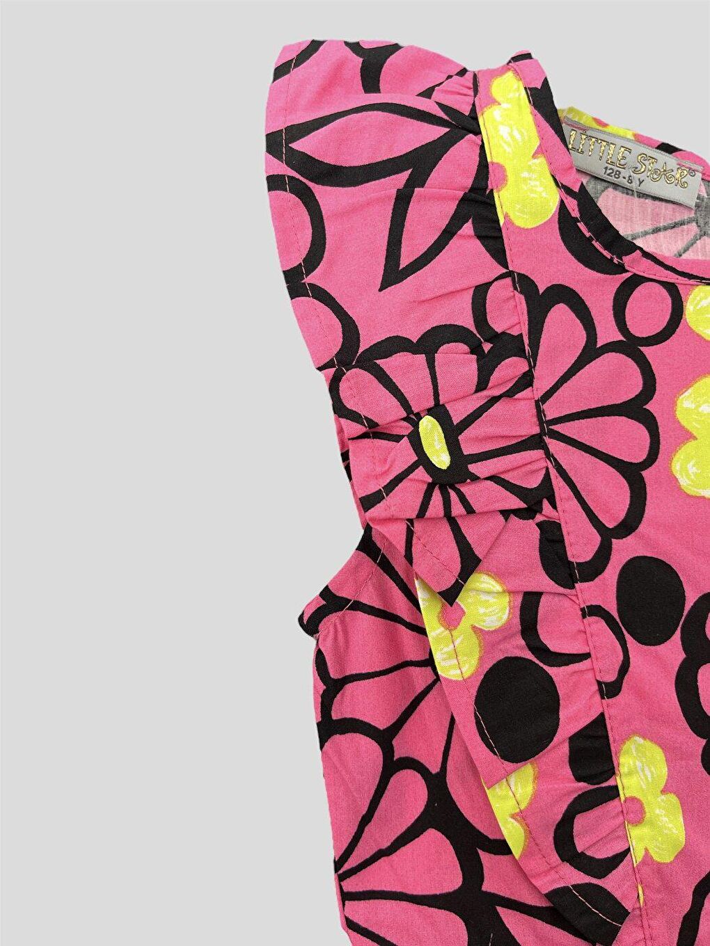 Fuşya Kız Çocuk Fermuarlı Elbise-1