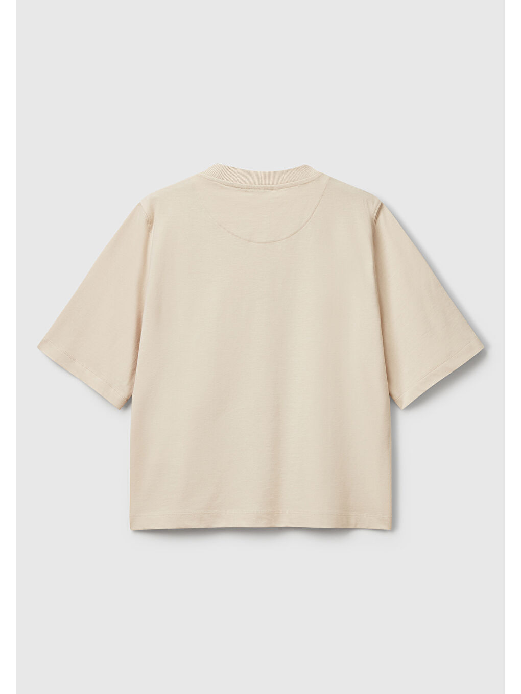 Kadın Bej 100 Pamuk Boxy Fit T Shirt-3