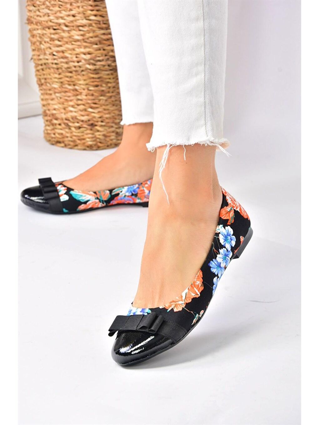 Siyah/Turuncu Kumaş Kadın Babet M726019504-3