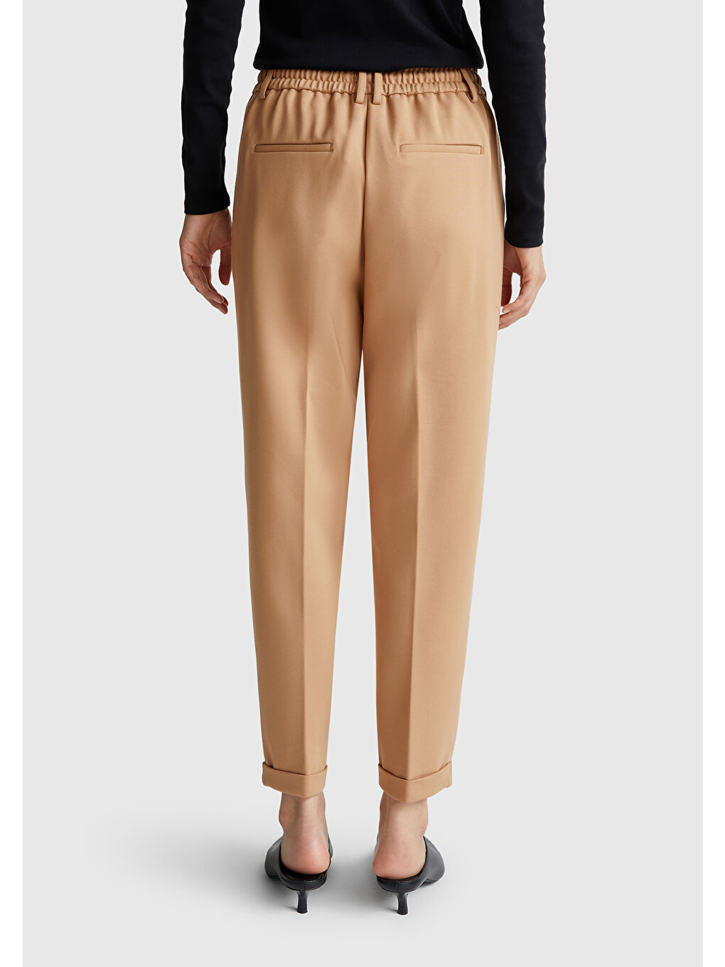 Kadın Kahverengi Beli Lastikli Pantolon-2