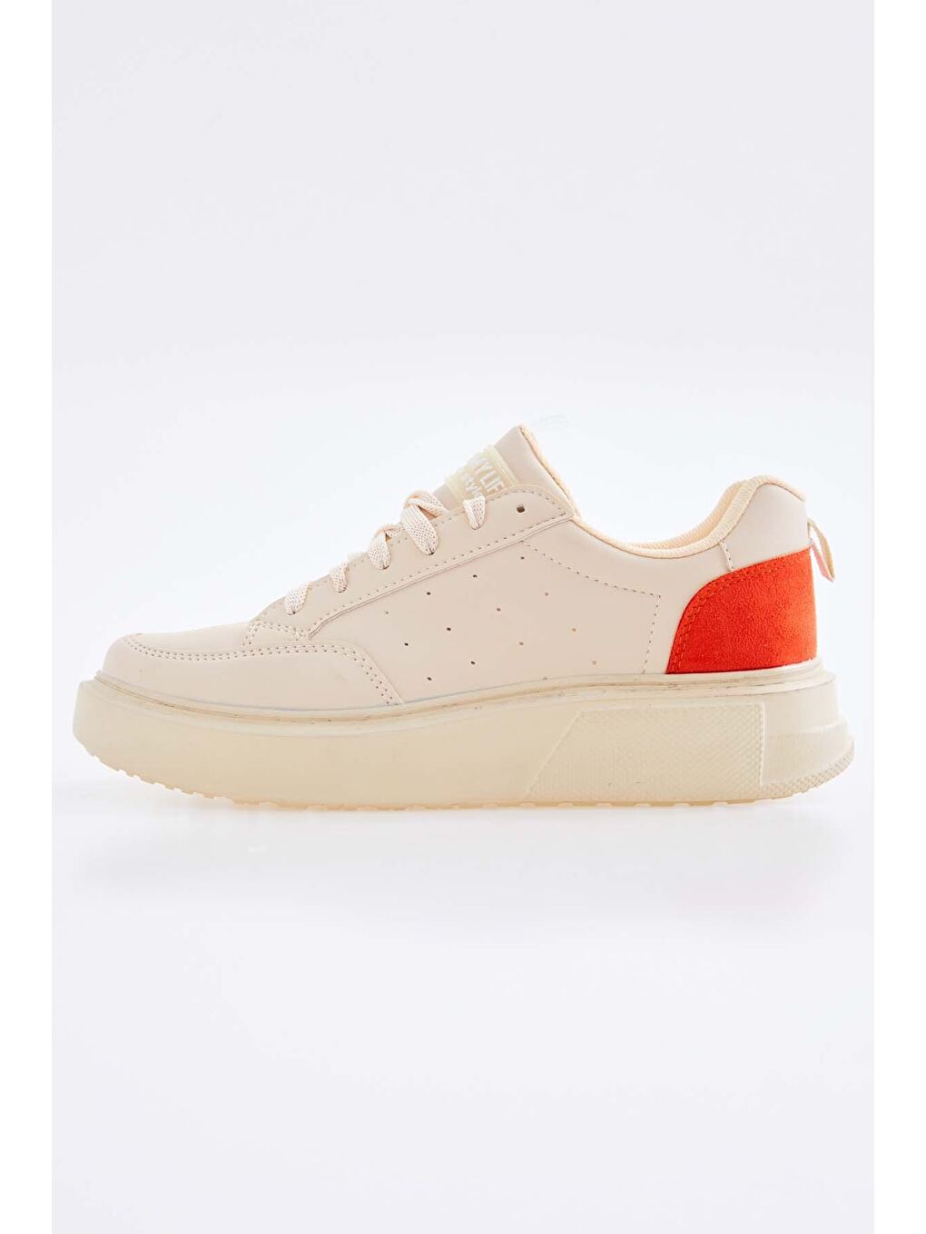 Bej - Kiremit Bağcıklı Rahat Kalıp Kadın Spor Ayakkabı - 89105-3