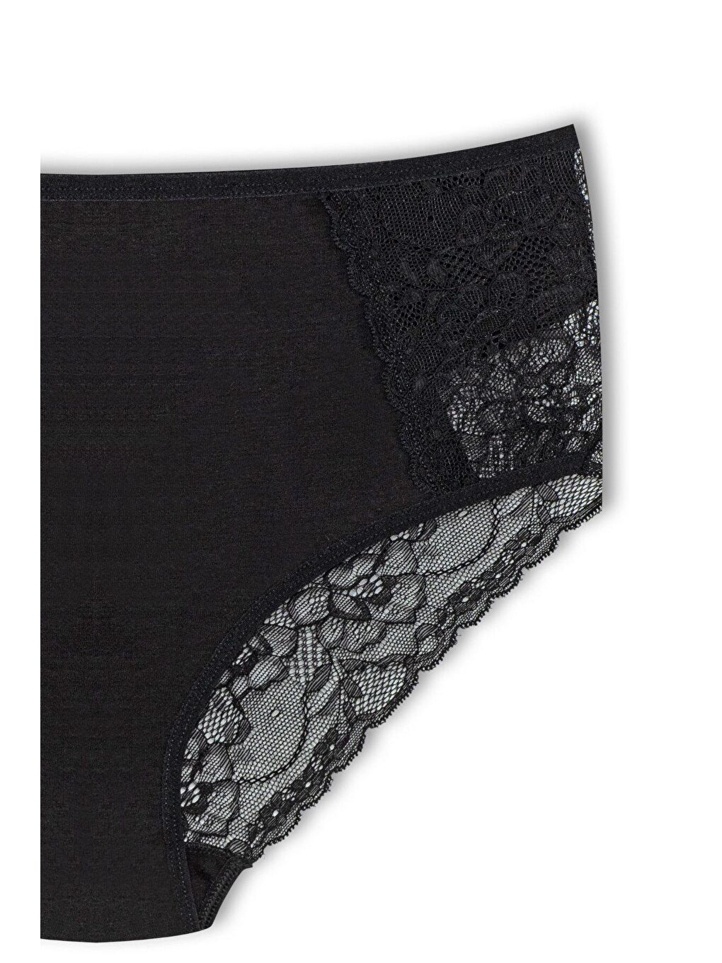 Karışık Pamuklu Ön Yanlar ve Arka V Dantel Detay Yüksek Bel Büyük Beden Kadın Külot 3'lü-4