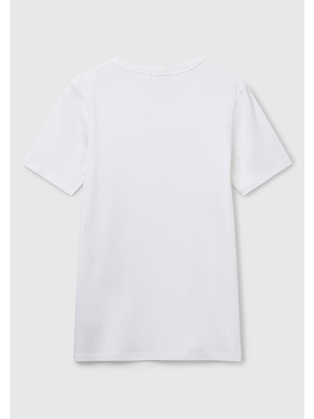 Kadın Beyaz 100 Pamuk Benetton Yazılı Basic T Shirt-3
