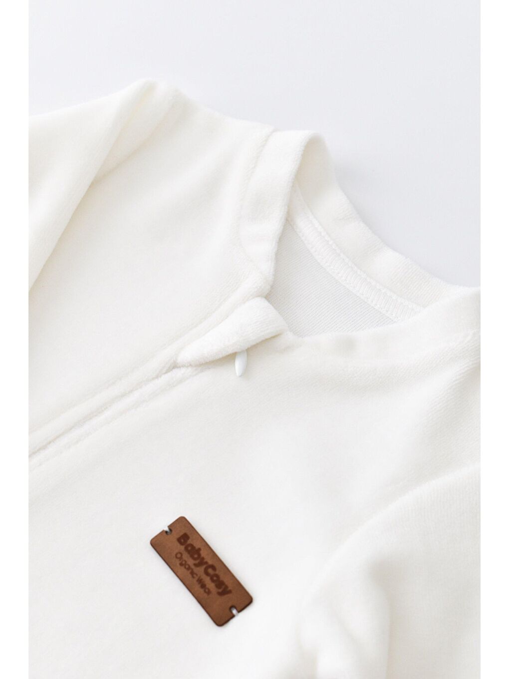 Ekru Kadife Fermuarlı Tulum-3