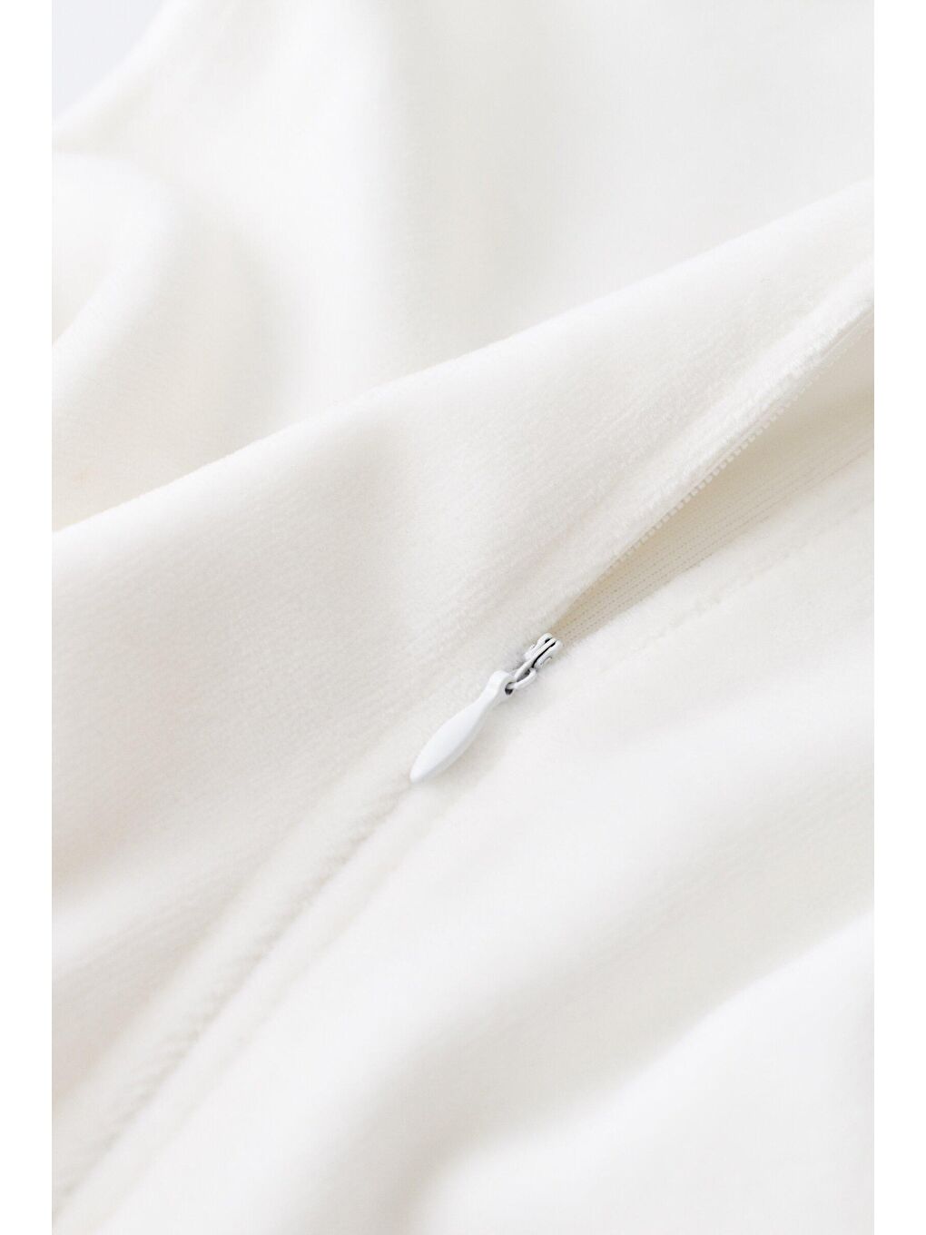 Ekru Kadife Fermuarlı Tulum-4