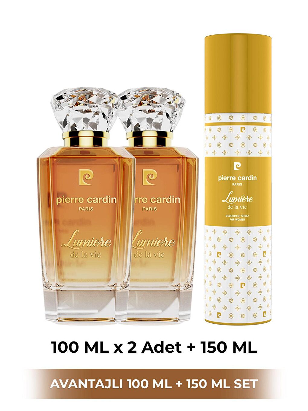 Pierre Cardin Altın Lumiere De La Vie Edp 100 ml 2'li Kadın Parfüm ve 150 ml Deodorant Seti STCC021272