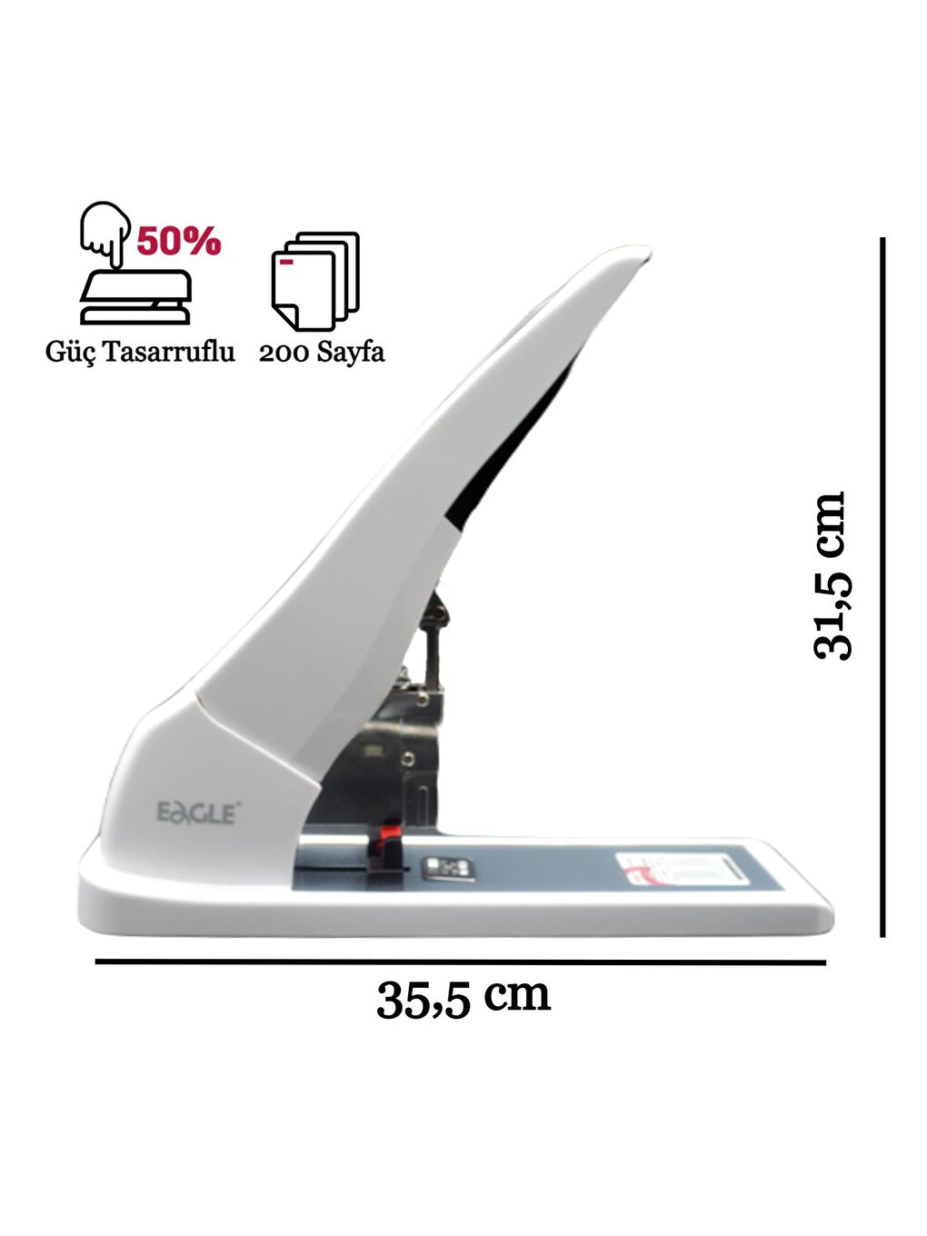 Eagle Beyaz Güç Tasarruflu Profesyonel Kollu Zımba Makinesi 200 Sayfa Diker TYFST845 - 1
