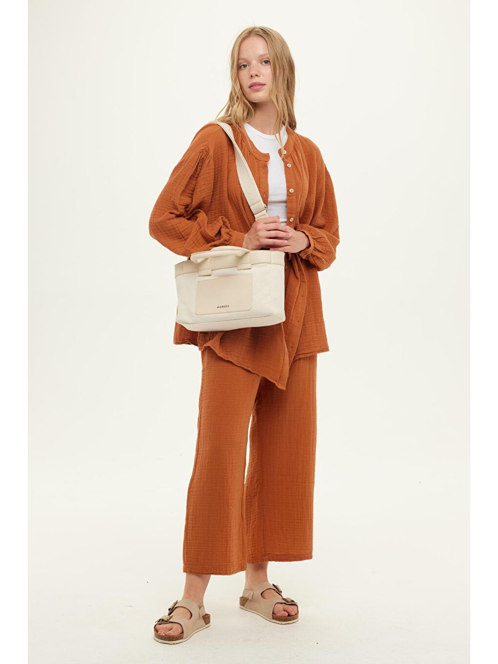 Kanvas Mini Tote Çanta Bej