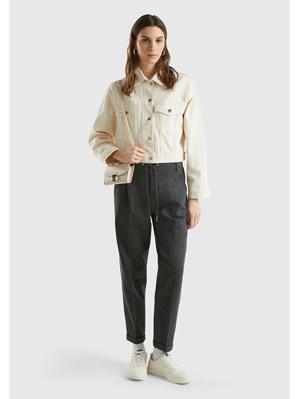 Kadın Antrasit Beli Lastikli Pantolon-4