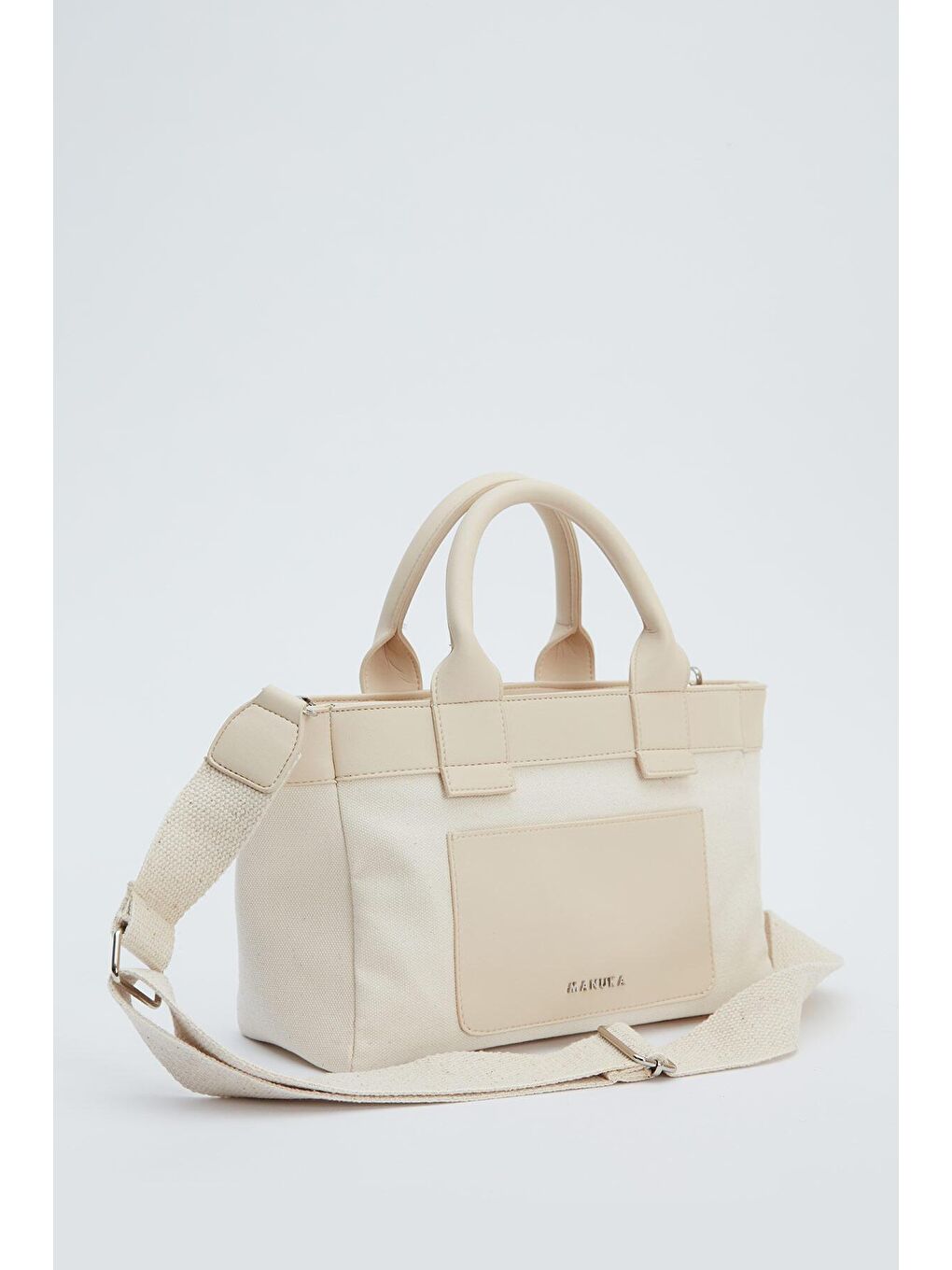 Kanvas Mini Tote Çanta Bej-4