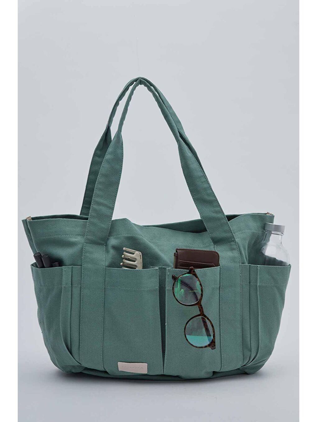 Yeşil Çok Cepli Kanvas Çanta Mint