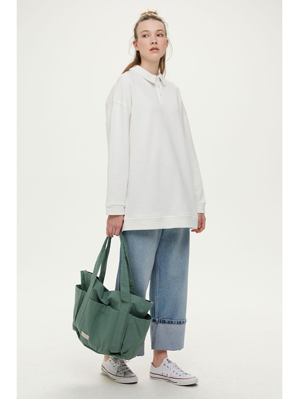 Yeşil Çok Cepli Kanvas Çanta Mint-1