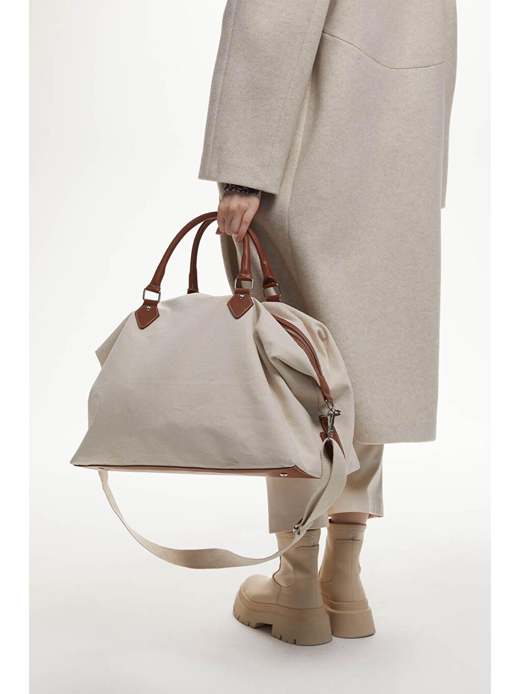 Kanvas Seyahat Çantası Bej-2
