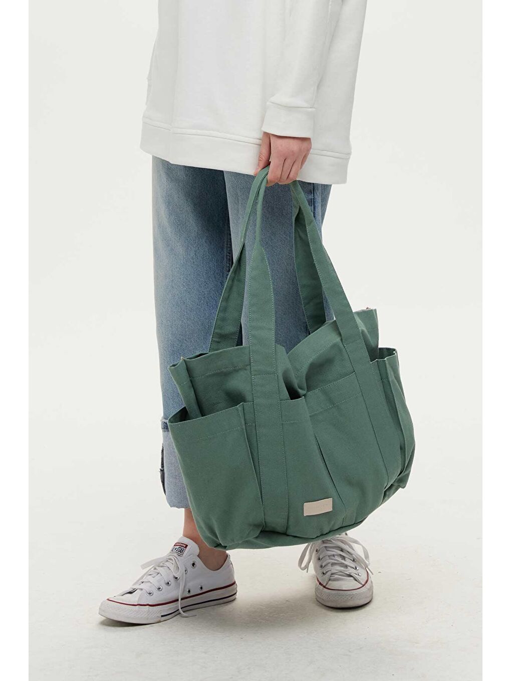 Yeşil Çok Cepli Kanvas Çanta Mint-2