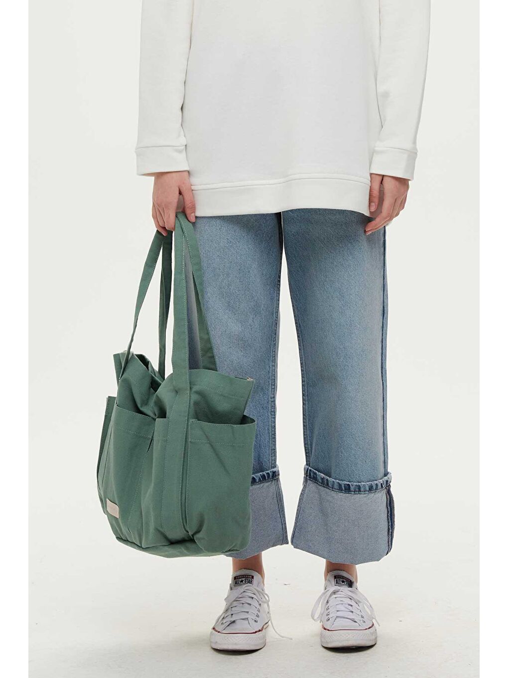 Yeşil Çok Cepli Kanvas Çanta Mint-3