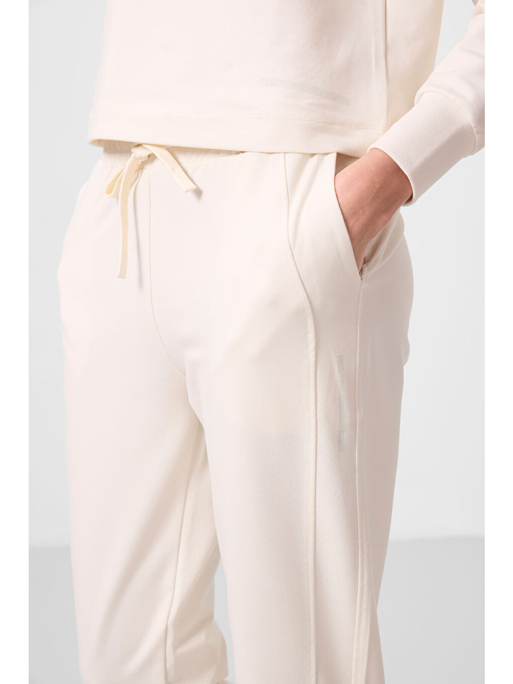 Ekru Kapüşonlu Oversize Kadın Eşofman Takım   95336-3