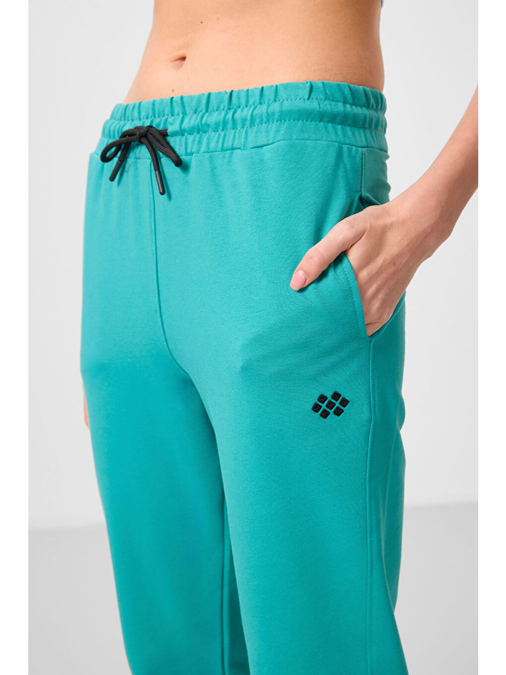 Deniz Yeşil Dik Yaka Fermuarlı Rahat Form Kadın Eşofman Tunik Takım - 95345-3