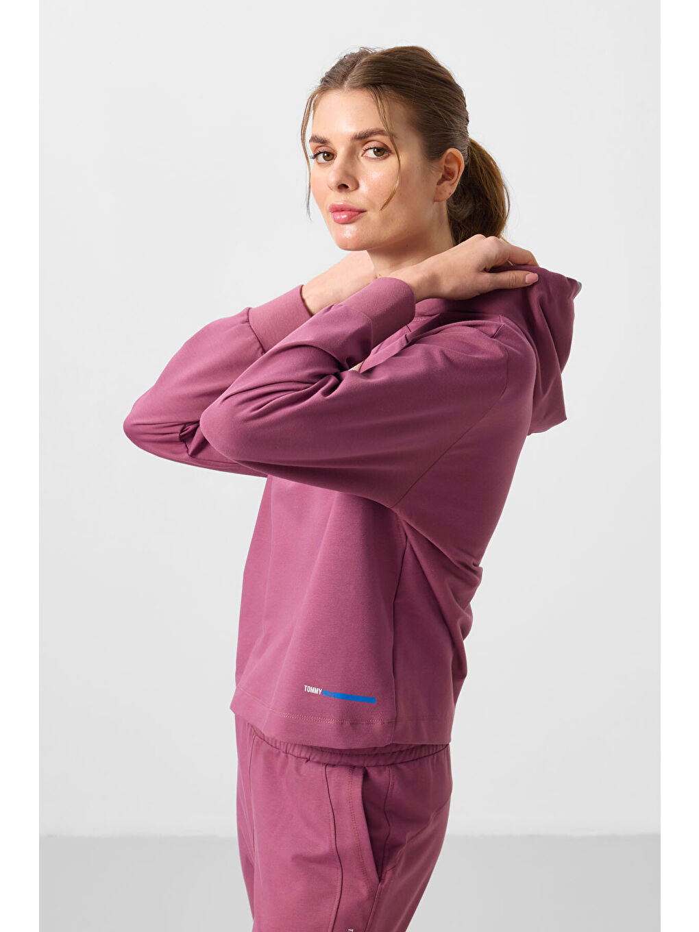 Kırmızı Soft Vişne Kapüşonlu Oversize Kadın Eşofman Takım - 95336-1