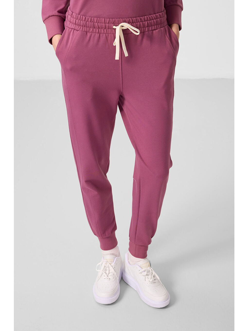 Kırmızı Soft Vişne Kapüşonlu Oversize Kadın Eşofman Takım - 95336-2