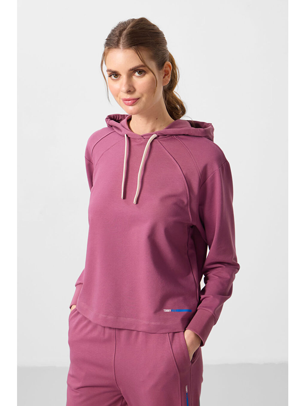 Kırmızı Soft Vişne Kapüşonlu Oversize Kadın Eşofman Takım - 95336-4