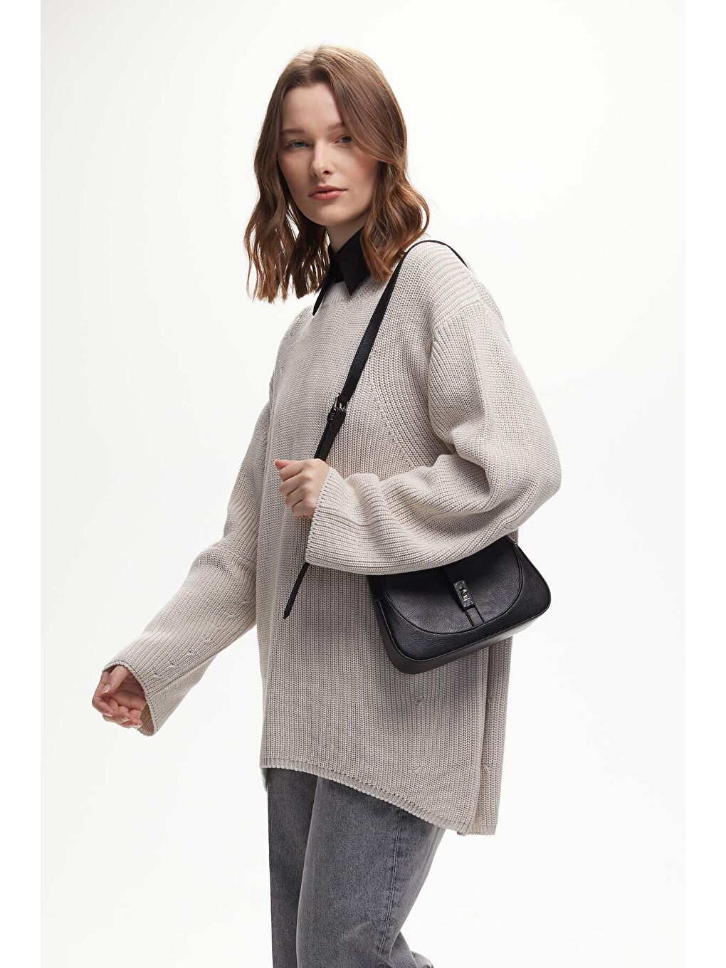 Vıntage Deri Çanta Siyah-3